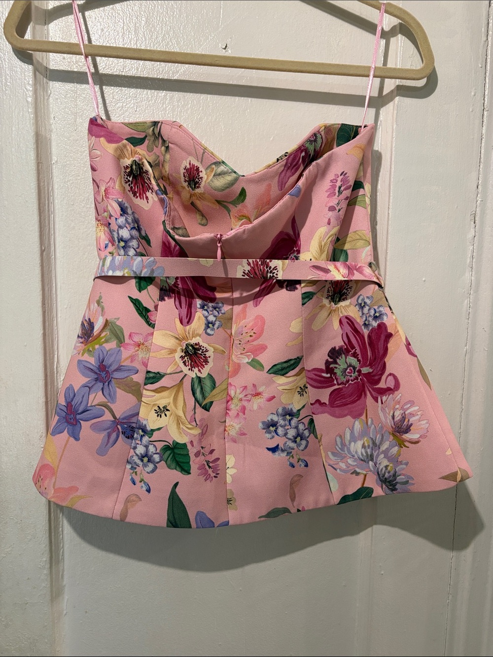 ZARA FLORAL PRINT CORSET CROP TOP STRAPLESS BUSTIER - Picture 11 of 13